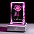 3D Laser Rose Crystal with Light Base Perfect Gift